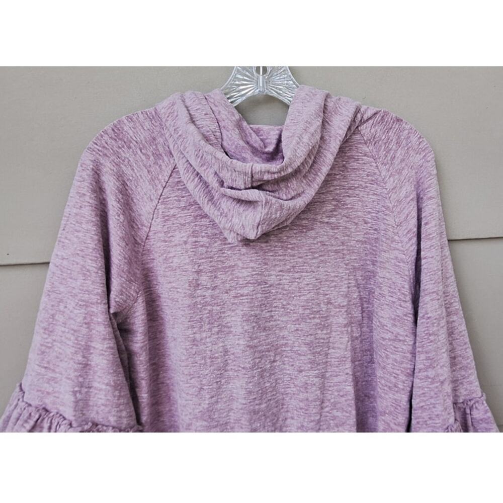 Coco & Carmen Cotton blend Purple heather Ruffle Zip Hoodie Cottage Casual L XL - Picture 7 of 9